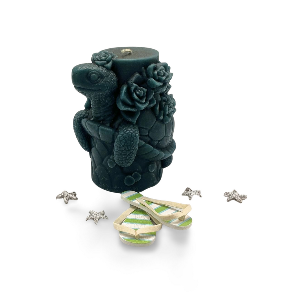Turtle and Flowers Candle