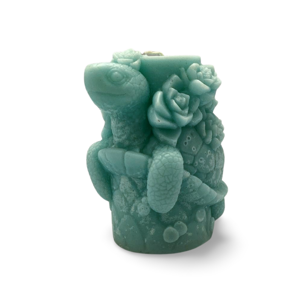 Turtle and Flowers Candle