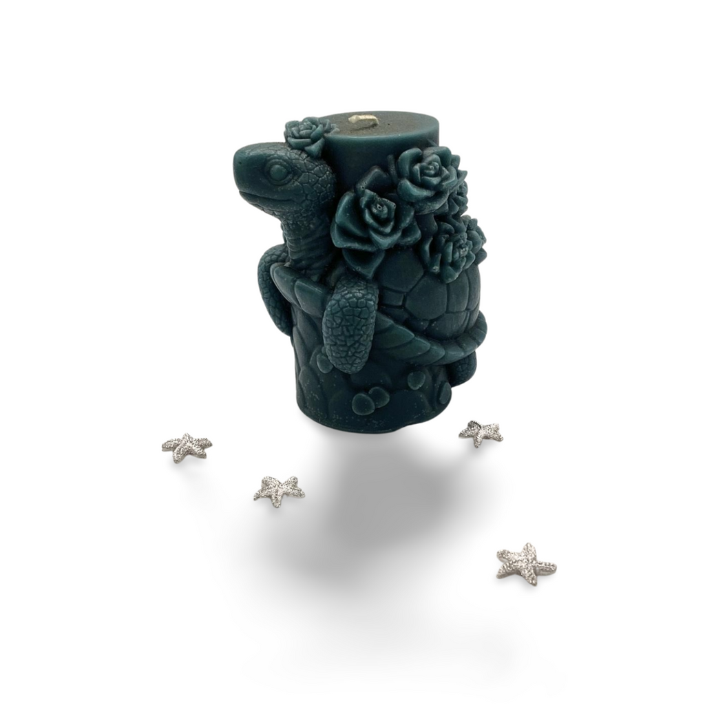 Turtle and Flowers Candle