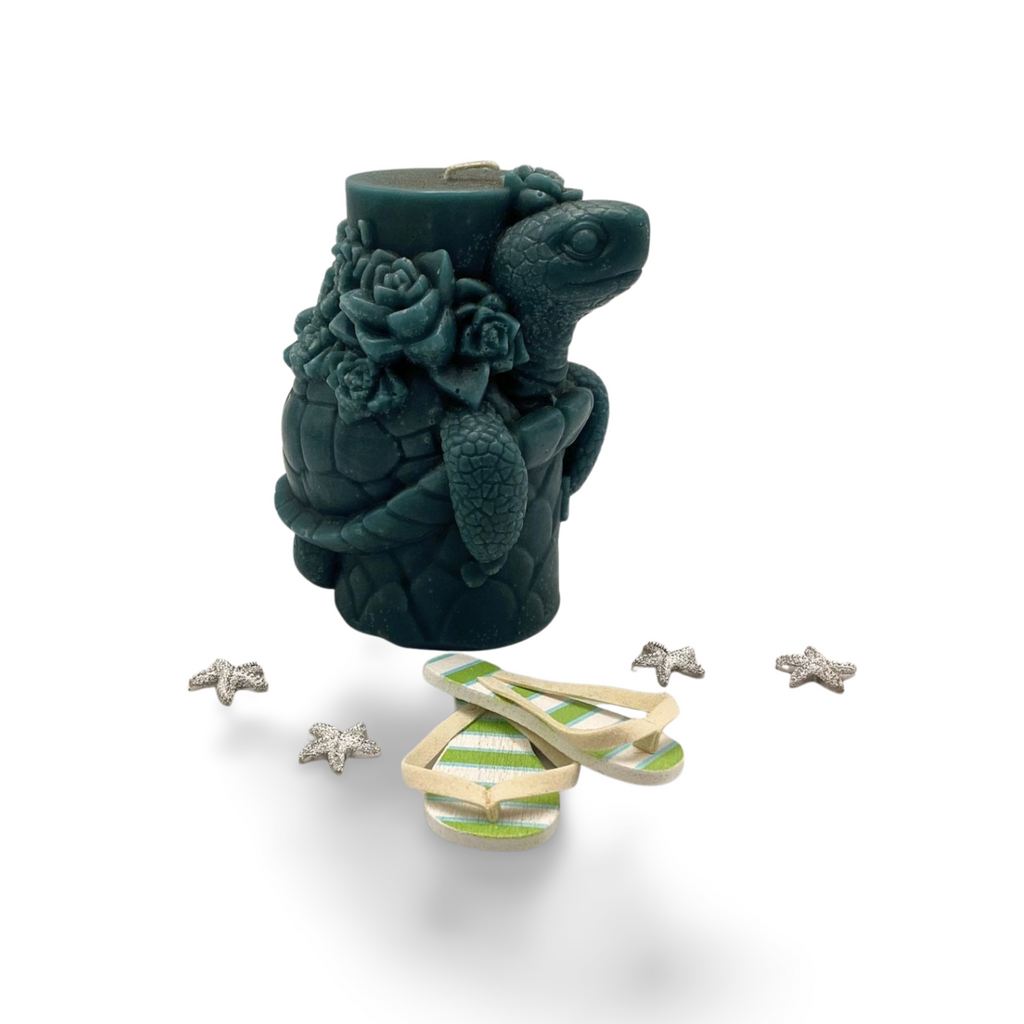 Turtle and Flowers Candle